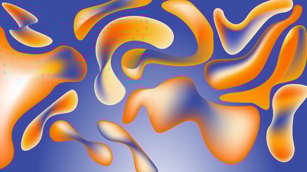 Orange and blue abstract shapes against a gradient background. Perfect for modern designs, social media posts, or website backgrounds. vector