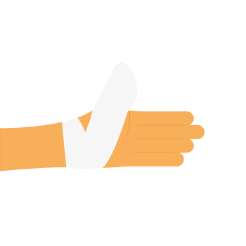 The illustration of the bandaged finger. Simple flat illustration on a white background. png