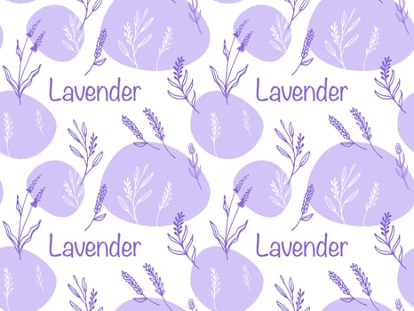 light lilac seamless pattern with lavender branches, lavender graphic texture for wrapping paper, textile printing, fabric, packaging. vector