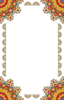 Ethnic Bohemian Border Frame with Mandala Ornament png