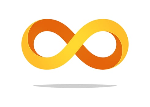 Golden infinity symbol isolated on white background. vector