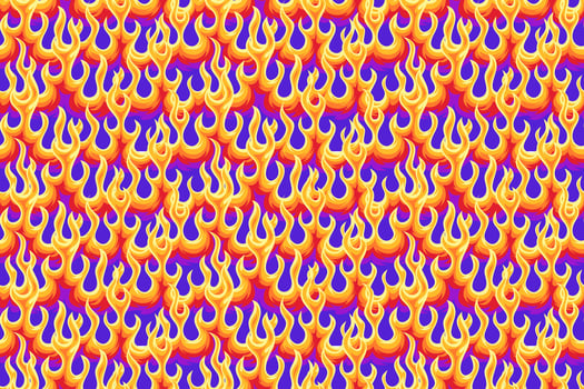 vintage blue red orange fire seamless pattern for print on textile, wrapping,banner, card. abstract fire pattern on black background. old school flaming pattern. retro flame seamless pattern vector