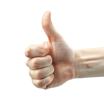 A hand thumb up isolated on transparent background, Ai png