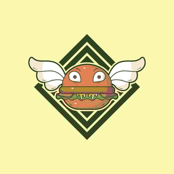 illustration of a winged burger monster vector