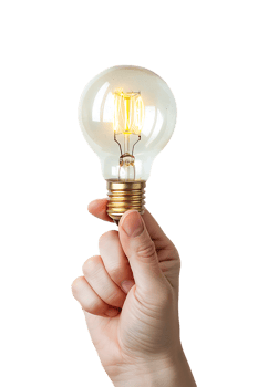 Hand holding a lightbulb, isolated against a transparent background png