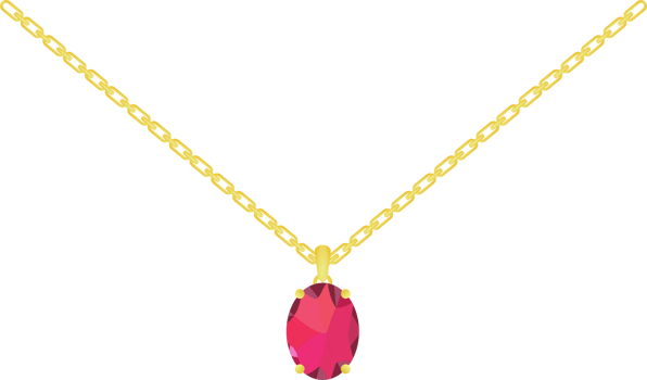 Red gemstone oval shape gold necklace png