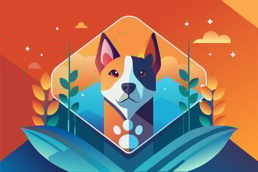 Colorful dog portrait with nature background vector