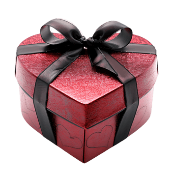 Heart gift box with ribbon, isolated against a transparent background png