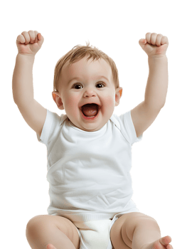 Happy excited baby, isolated against a transparent background png