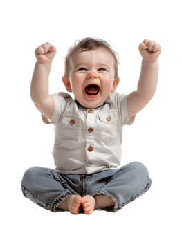Happy excited baby, isolated against a transparent background png