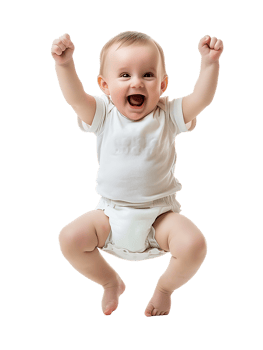Happy excited baby, isolated against a transparent background png