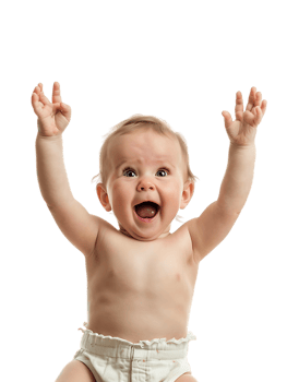 Happy excited baby, isolated against a transparent background png