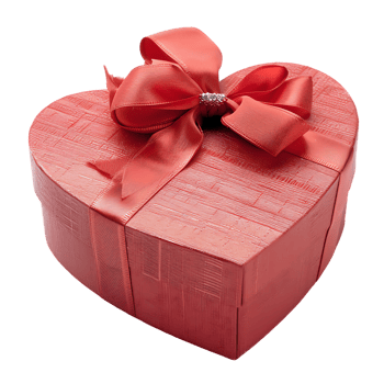 Heart gift box with ribbon, isolated against a transparent background png