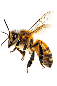 Honey bee flying, isolated on a transparent background png