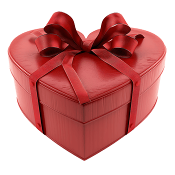 Heart gift box with ribbon, isolated against a transparent background png