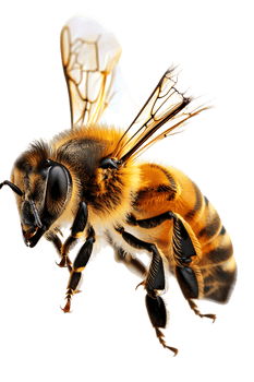 Honey bee flying, isolated on a transparent background png