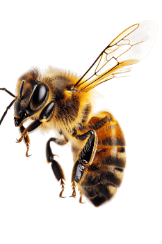 Honey bee flying, isolated on a transparent background png