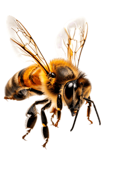 Honey bee flying, isolated on a transparent background png