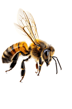 Honey bee flying, isolated on a transparent background png
