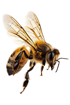 Honey bee flying, isolated on a transparent background png