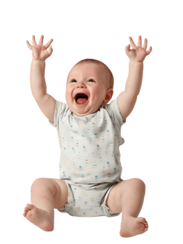 Happy excited baby, isolated against a transparent background png