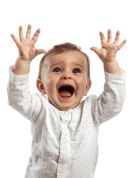 Happy excited baby, isolated against a transparent background png
