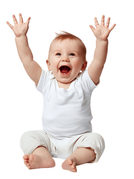 Happy excited baby, isolated against a transparent background png