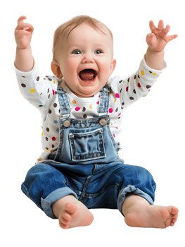 Happy excited baby, isolated against a transparent background png