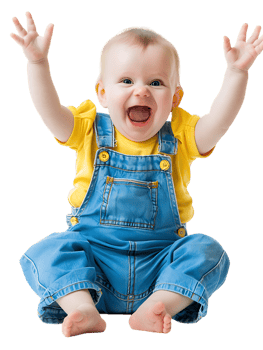 Happy excited baby, isolated against a transparent background png