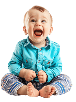Happy excited baby, isolated against a transparent background png