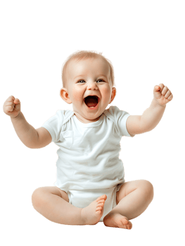 Happy excited baby, isolated against a transparent background png