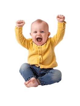 Happy excited baby, isolated against a transparent background png