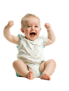 Happy excited baby, isolated against a transparent background png