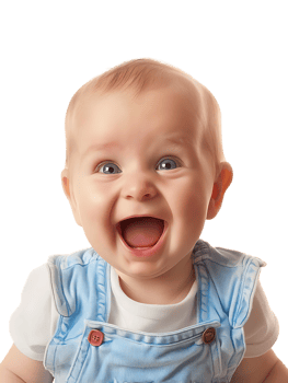 Happy excited baby, isolated against a transparent background png
