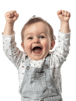 Happy excited baby, isolated against a transparent background png