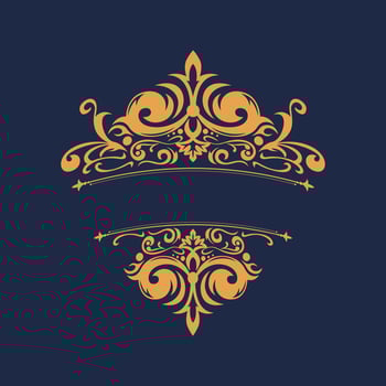 Luxury gold vintage damask ornament divider vector