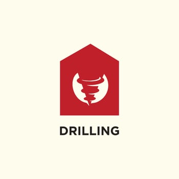 Drill logo sign template with house concept vector