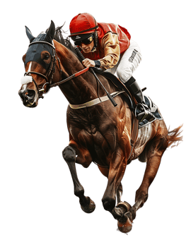 jockey with horse standing alone with a transparent background png