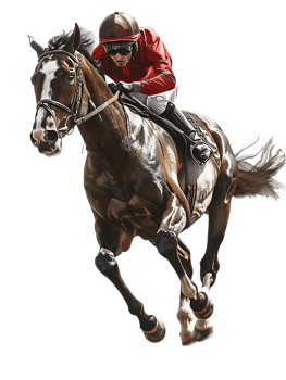 jockey with horse standing alone with a transparent background png