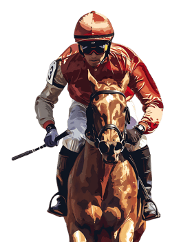jockey with horse standing alone with a transparent background png