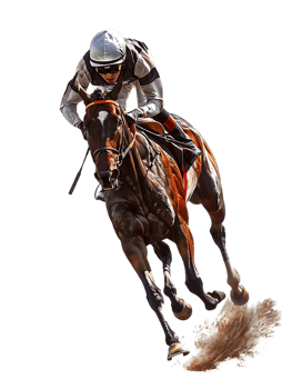 jockey with horse standing alone with a transparent background png