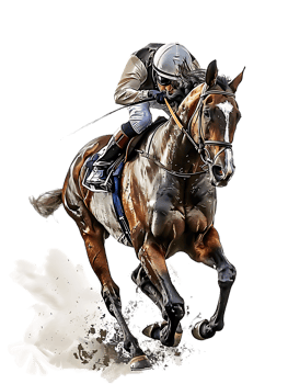jockey with horse standing alone with a transparent background png