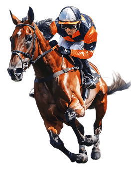 jockey with horse standing alone with a transparent background png