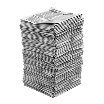 Isometric stack of newspapers, isolated against a transparent background png