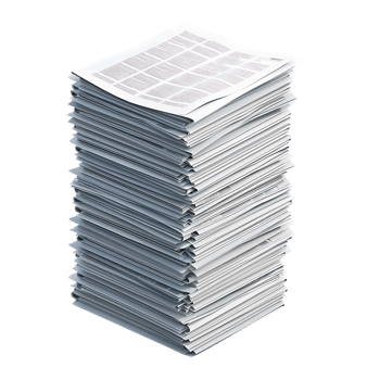 Isometric stack of newspapers, isolated against a transparent background png