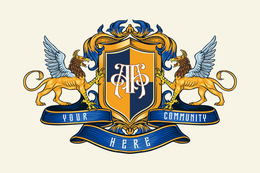 colored griffin crest logo illustration in a decorative style vector