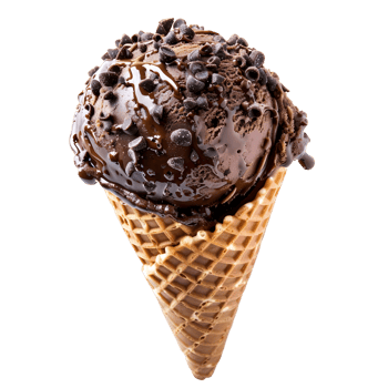 Delicious chocolate ice cream cone on transparent background png
