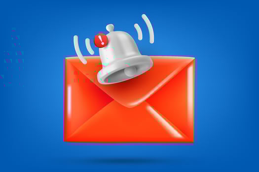 New message concept with the bell and the letter. 3d illustration vector
