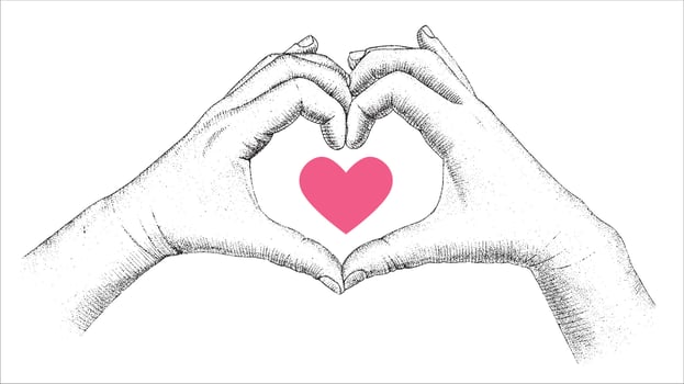 Hands making a heart drawn by hand vector