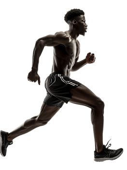 Male athlete running from the side, isolated on a transparent background png